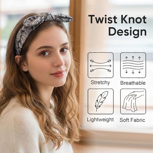 Image of DRESHOW 8 Pack Headbands for Women Yoga Knotted Headbands Elastic Criss Cross Hair Accessories Sports Head Wrap Non Slip