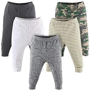 The Peanutshell Camo and Dinosaur Baby Pants for Boys | 5 Pack Set | Newborn to 24 Month Sizes