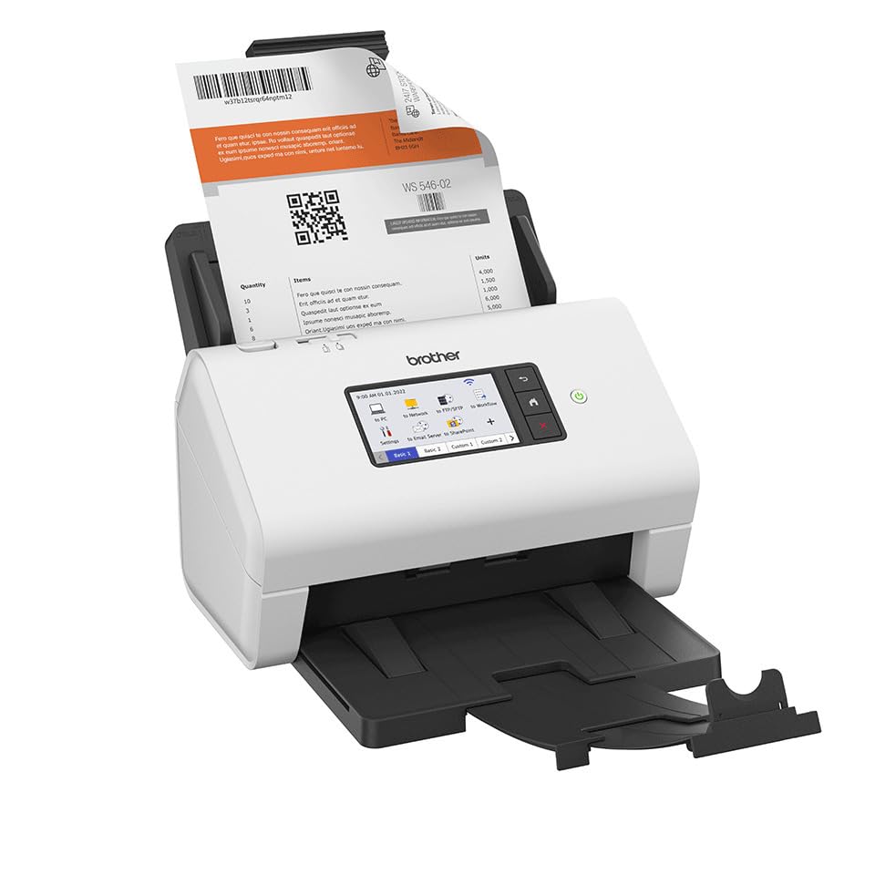 Brother ADS-4900W Escáner Inalámbrico de Documentos - WiFi, ADF de 100 hojas, USB 3.0, Pantalla táctil de 10,9 cm