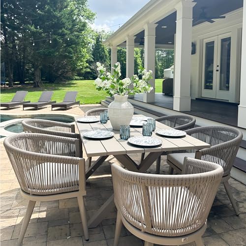 Image of PURPLE LEAF Outdoor Dining Set for 12 with 122.05 inch x 61.02 inch Table Champagne