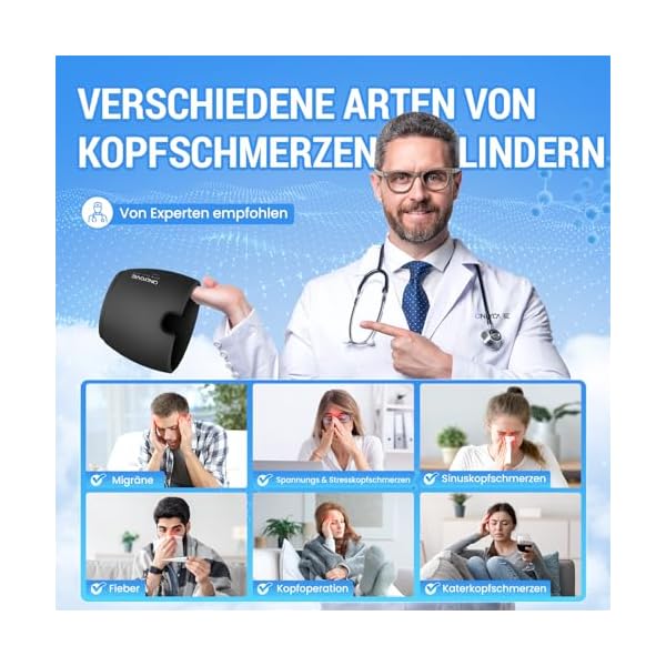 ONLYCARE Migräne Maske Migräne Mütze Migräne Relief Cap, Headache Relief Hat Kühlmaske Kühlmütze Kopfschmerzen Maske Kühlhaube Migräne Kappe Kühlpads Gel zur Linderung von Migräne/Kopfschmerzen – Bild 7