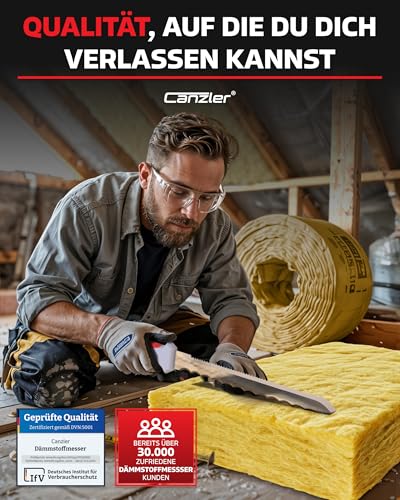 Canzler Dämmstoffmesser - Länge 420mm - rostfreie 280mm Klinge - rutschfester 2 Komponenten Kunststoffgriff - inkl. Etui, zur sicheren Aufbewahrung