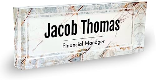 Miniatura 16 de Placa de Nombre de Escritorio de Acrílico Transparente Grueso Personalizada de 8x3" con Logo Personalizado - Decoración Profesional de Oficina