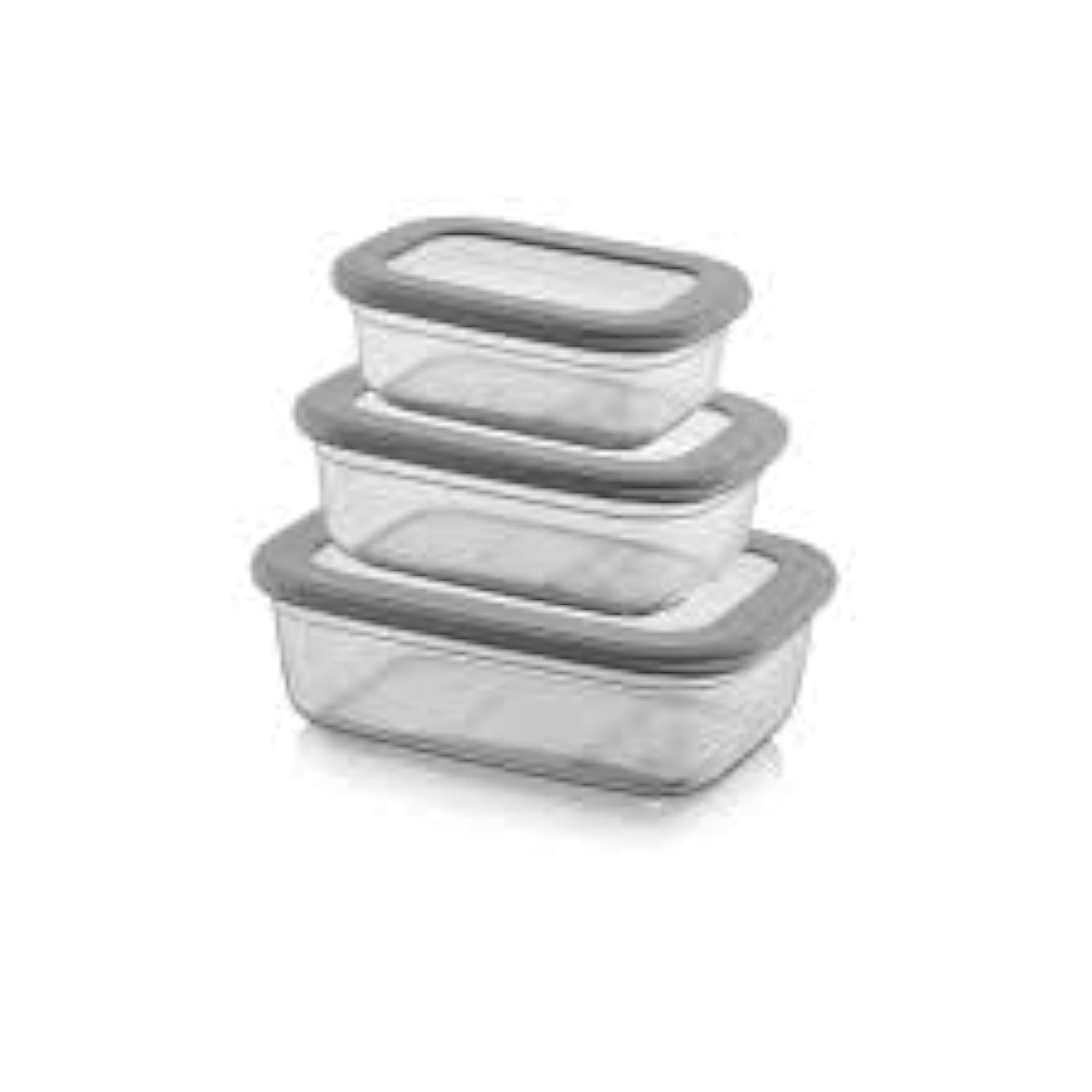 Airtight Meal Prep Container Set with Locking Lids, 3pcs Re-usable Plastic Food Storage Containers, Stackable Kitchen Organizer Boxes, BPA Free & Microwave Freezer Dishwasher Safe