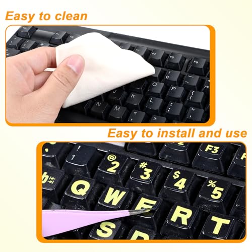 2 Pegatinas de Teclado Laptop Letras Grandes Amarillas miniatura 5