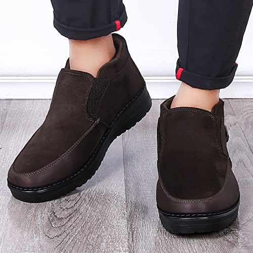Image of COSIDRAM Men Shoes Winter Snow Boots Cotton-Padded Slip on Casual Warm Walking Sneakers Waterproof House Shoes