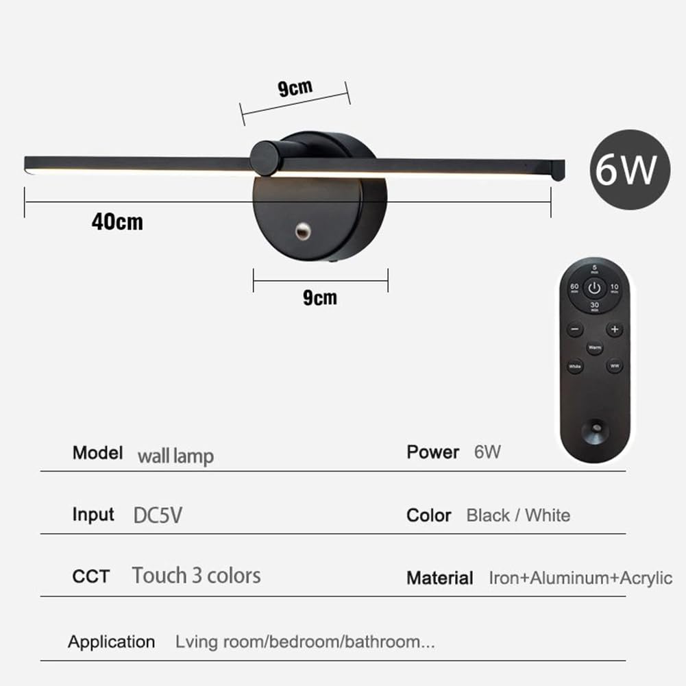 Lampe LED pour Tableaux sans fil à Intensité Variable 40cm éclairage de Tableaux Applique Murale Sans Raccordement électrique Batterie Rechargeable Orientable Lampe Pour Tableaux Rechargeable