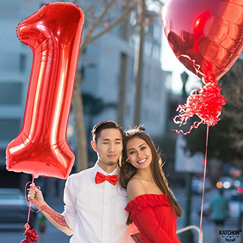 Image of Katchon, 40 Inch Red Number 1 Balloon For 1st Birthday Decorations