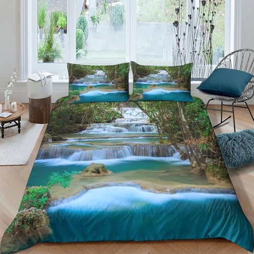 Housse de couette cascade 3d effet super douce parure haut de gamme