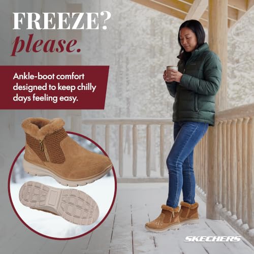 Skechers Women's EASY GOING - GENTLE FALL, Sweater knit zip up boot, Chestnut, 8.5M - image 4