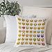 Poliestere morbido copricuscino decorativo,Emoji, set di emoticon con varie espressioni Vomito alieno picc,di federe per cuscini di per salotto divano camera da letto con cerniera invisibile,45x45cm