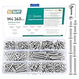 M4 Schrauben Set, 360 Stück Linsenkopf Sechskantschrauben Mit Muttern Kit, Gewindeschrauben, Maschinenschrauben, Sechskantkopfschrauben Sortiment - M4
