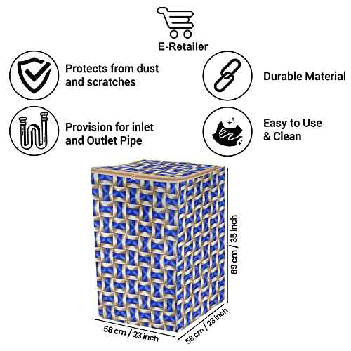 Image of Washing Machine Cover for Top Load 5kg to 7.5kg | Light Weight Dustproof Polyester Cover with Zip Enclosure | Pattern Fully Automatic Washer Protector Indoor Outdoor Use- Size 23x23x35 inch
