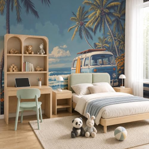 Papier peint intissé panoramique paysage de plage tropicale orange 368x254 cm