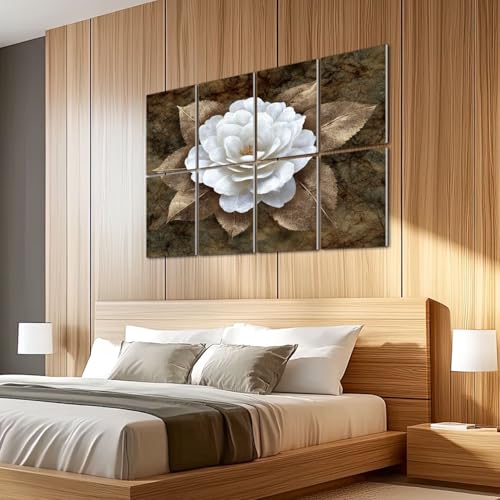 8 Pack paneles acústicos decorativos con diseño floral blanco camelia dorada, 48"x32" miniatura 5