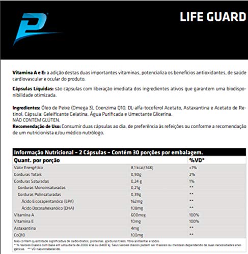 Life Guard Omega-3 Coq-10 Axtaxantina Vitamina A e E Performance Nutrition 60 Softgel Kit 6 Unidades