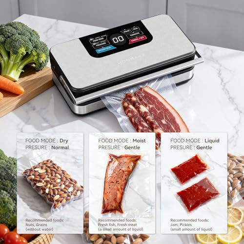 Image of 95Kpa Powerful Vacuum Sealer for Food, 10-in-1 Vacuum Sealer Machine with Easy Handle, Built-in Cutter and Roll Storage, Digital Countdown Display & Premium Stainless Steel for Long-Lasting Freshness
