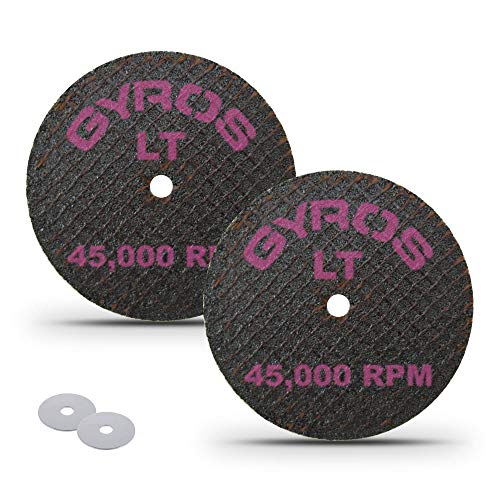 GYROS 1.5” Mini Resin Cut-Off Wheels for Rotary Tools | 2 Double Fiberglass Reinforced Discs | for Wood, Plastic, Stone, Aluminum, Copper, Brass | Dremel Cutting Tool Accessory | Made in USA 11-32154