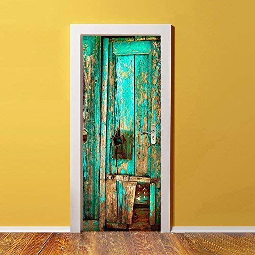 Wallflexi Porta murale Vintage Timber Home Decorazione da Parete murale Decalcomanie Soggiorno cameretta Ristorante Hotel Café Office Décor Rimovibile Autoadesivo, Multicolore