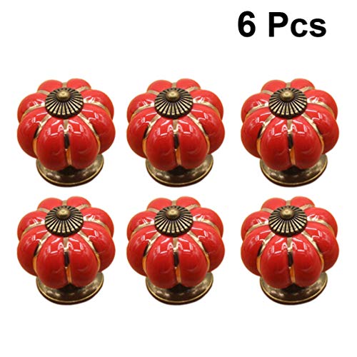 Cabilock 6 puxadores de cerâmica, puxadores de gaveta com design de abóbora para móveis de armário