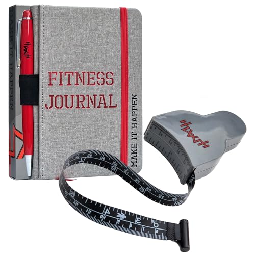 MaLetics - A6 Pocket Fitness Journal &150cm 60Inch Double Sided Body Tape Measure - Set 15 Goals, Track 93 Workouts, Measure Progress & Log 24 Personal Records