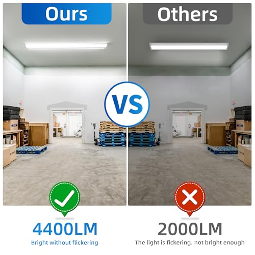 Image of 4FT 5'' W LED Wraparound Light , 40W 4400LM 5000K, 110LM /W High Efficiency | Flush Mount Ceiling Light, No Glare, Energy Saving Shop Light for Garage Office Kitchen Laundry Roon, 100-277V, ETL, 4 Pack