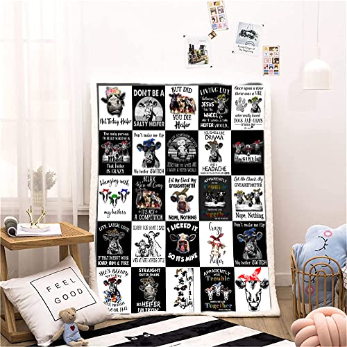 Cow Print Blanket Cow Decor Queen Size Bedding Throw Blanket For Girl Women Christmas Valentine's Birthday Gifts,Fall Winter Warm Soft Sherpa Thick Throw Blanket For Bed Sofa Office #TOP3