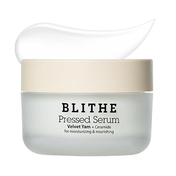 BLITHE Pressed Serum 68.79% Wild Yam Moisturizing Serum with Cream Texture for Women, Vegan Mucin Safe for Sensitive Skin, Korean Skincare 1.68 Fl Oz