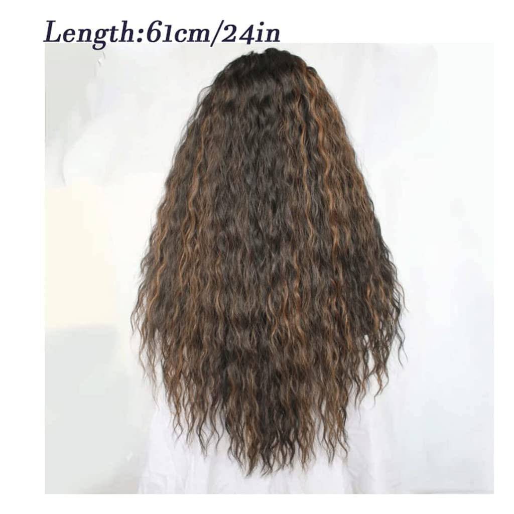 LIOONS Parrucca realistica Parrucca Moda Riccia Stile Riccio Parrucca Riepilogo Parrucca Sintetica 61 Cm/24 Pollici Adatto per L'uso Quotidiano delle Donne di Parrucche alla Moda Eleganza Naturale