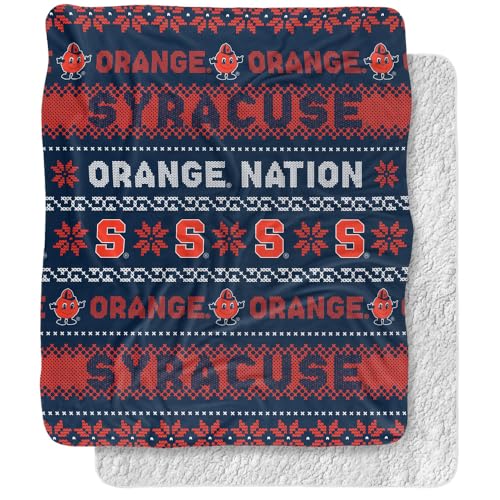 Syracuse University Blanket, 50"x60" Ugly Christmas Blanket Silky Touch Sherpa Back Super Soft Throw Blanket