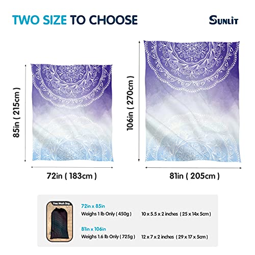 Sunlit Silky Soft 85"x72" Boho Sand Proof Beach Blanket Sand Proof Mat with Corner Pockets and Mesh Bag for Beach Party Travel - Image 2
