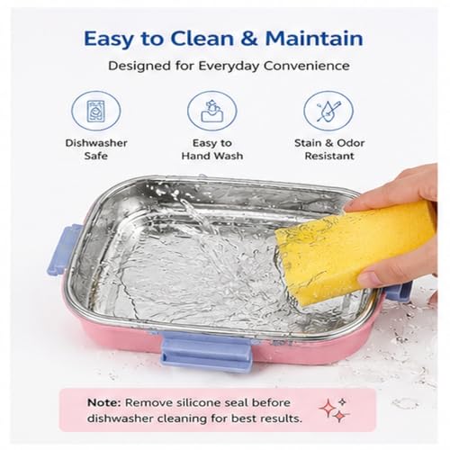 Image of PLUSPOINT Big Stainless Lunch Box Steel Tiffin Box with Inner Separate Veg Box | Leak Proof and Break Resistant | Tiffin for Kids, Adults with Snap Lock | Ideal for Office, School