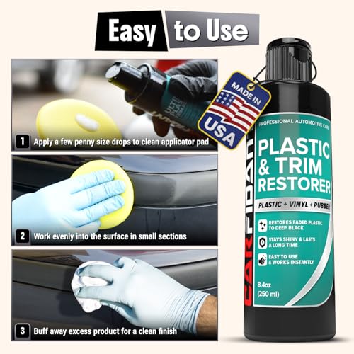 Image of Carfidant Ultimate Trim & Plastic Restorer for Cars - Black Plastic Restorer - Restores Faded and Dull Plastic, Rubber, Vinyl - 8.4 fl oz