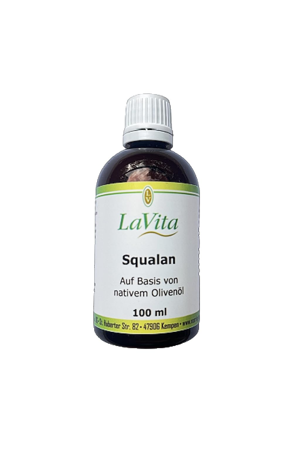 LaVita Squalan olejek pielęgnacyjny 100 ml | wegański | z oliwy z oliwek z pierwszego tłoczenia | olejek nawilżający bez substancji zapachowych, 100% roślinny | nawilżający o głębokim działaniu do