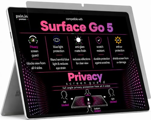 Image of Pxin 360 Pro Privacy Screen guard compatible with Microsoft Surface Go 5 | Anti Glare | Anti UV | Anti Blue | Anti Reflection | Privacy Filter | Unbreakable Build