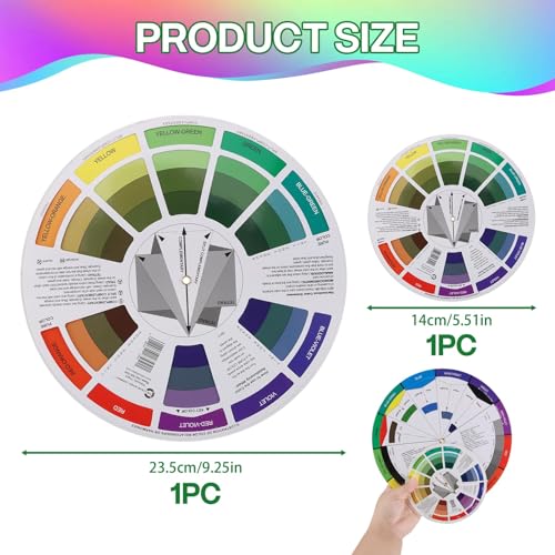 Image of Creative Color Wheels for the Artist, Paint Mixing Guide for Artists Quilters and Makeup Blending, Portable Color Matching Spinner for Watercolor Learning Art Class Teaching (5.5 inch & 9 inch 2pcs)