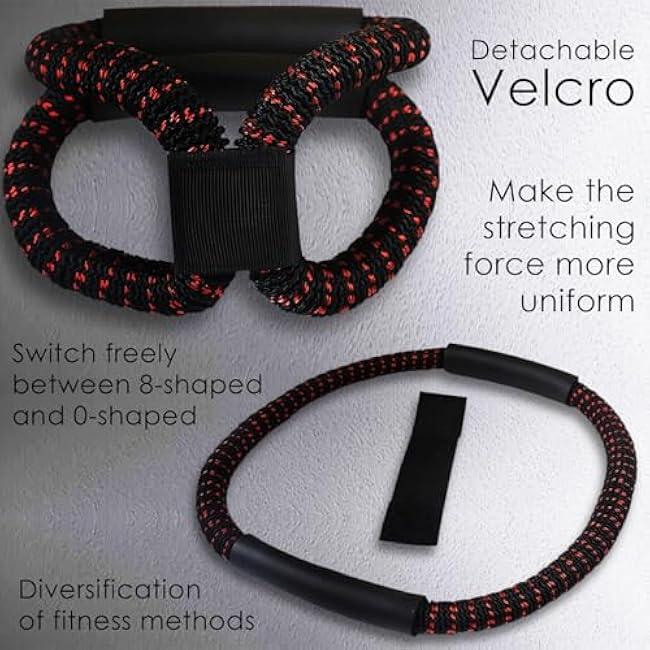 Figure 8 Resistance Band, 30 lbs Latex with Nylon Shield, Detachable Chest Expander for Posture and Back Workout