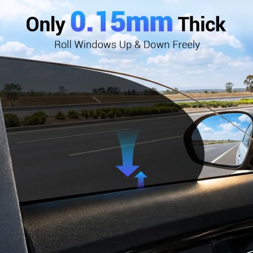 Image of Static Cling Car Window Shades 4 PCS, Roll Windows Down, for Most Cars | Car Window Covers for Front & Rear Side Window | No Glue No Residue | 99% UV Block | Sun Blocker for Driver, Baby, Kids
