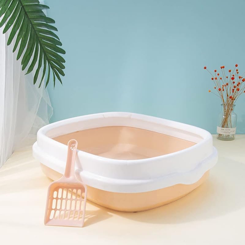 Image of Pets Empire Cat Litter Box Tray with Free Scooper | Toilet Training for Kitten and Puppies | Semi Closed Design and Durable Quality | Litter Tray for All Cat & Kitten Breeds | Pink