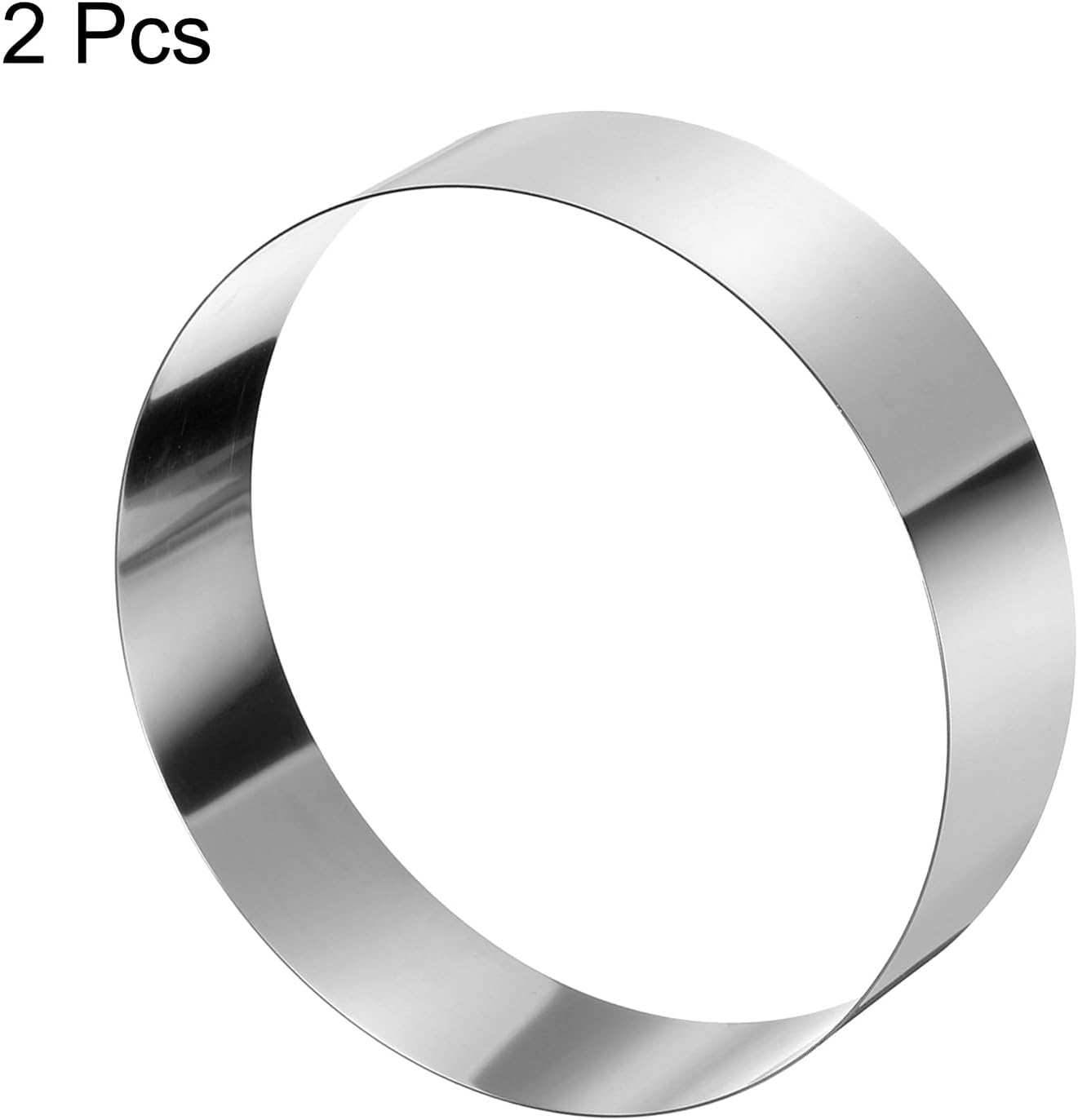 HARFINGTON 2PCS Round Cake Ring 8 x 2 Inch Seamless Stainless Steel Pastry Mousse Dessert Ring Mirror Coating for Baking Cooking Making Tool