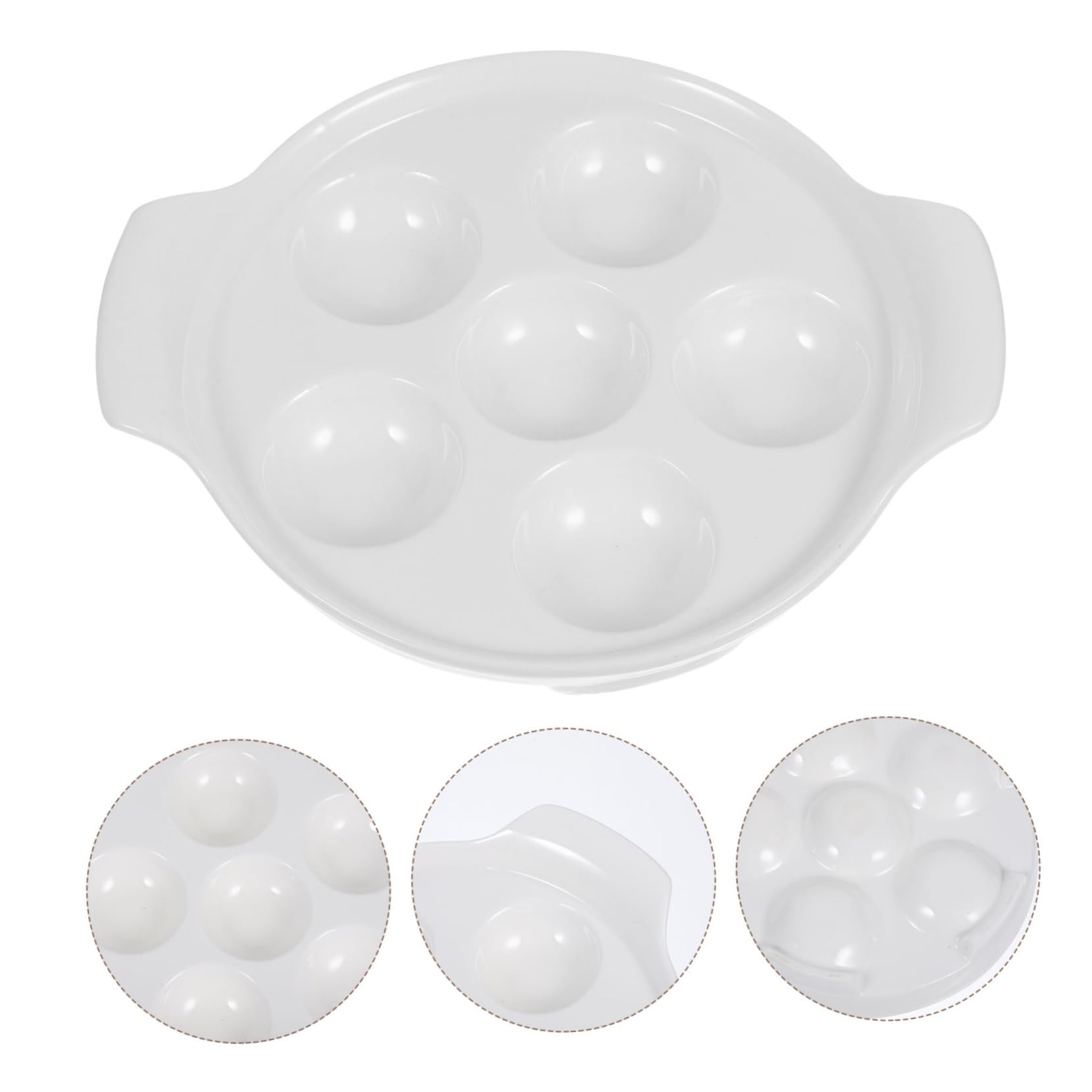 SOIMISS 4 piezas Platos de para Escargot con Asas Dobles Resistentes al Horno hasta Alta Temperatura de Unidades para Caracoles Mariscos y Aperitivos