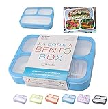 Bento Lunch Boxes for Kids, Teens, Adults | Snack Containers or Portion Control Meal Box for Lunches for School Girls, Boys 3 Compartments, Blue Large 1 pack