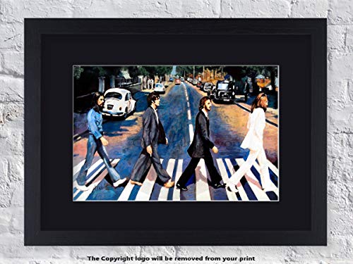 Poster plastifié Beatles ABBEY ROAD Illustration – encadré blanc – Impression artistique - Les Beatles, Paul McCartney, John Lennon, RIngo Starr, George Harrison Poster plastifié Beatles ABBEY ROAD Illustration - encadré blanc - Impression artistique – Image 3
