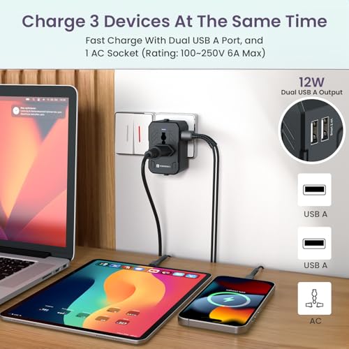 Image of Portronics Juicemate 2 Universal Travel Adapter with 12W Dual USB-A Output Port, All in One International Travel Fast Charging Adapter, Suitable for 200+ Countries US,UK,EU,AUS,Etc (Black)