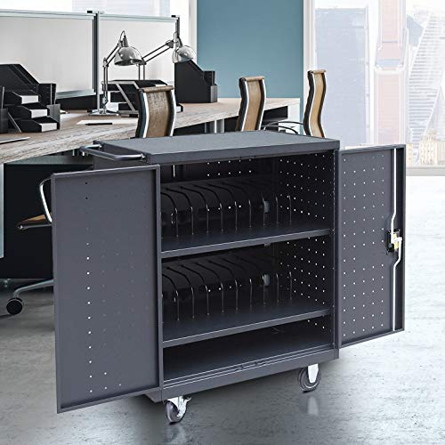 Pearington 24 Bay Rolling, Charging Cart Station for Classroom and