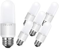 Jolux LED Stick Light Bulbs 6-Pack: 60W Equivalent 800 Lumens 5000K Daylight, Slim E26 Base for Enclosed Fixtures, Non-Dimmable