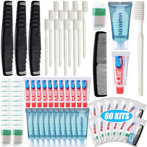 Ziliny 60 Sets Basic Toilettenartikel Kits Homeless Personal Hygiene Kit Bulk Homeless Care Package Supplies Travel Toiletry Kit for Men Women Charity Reusable Toiletry Bag