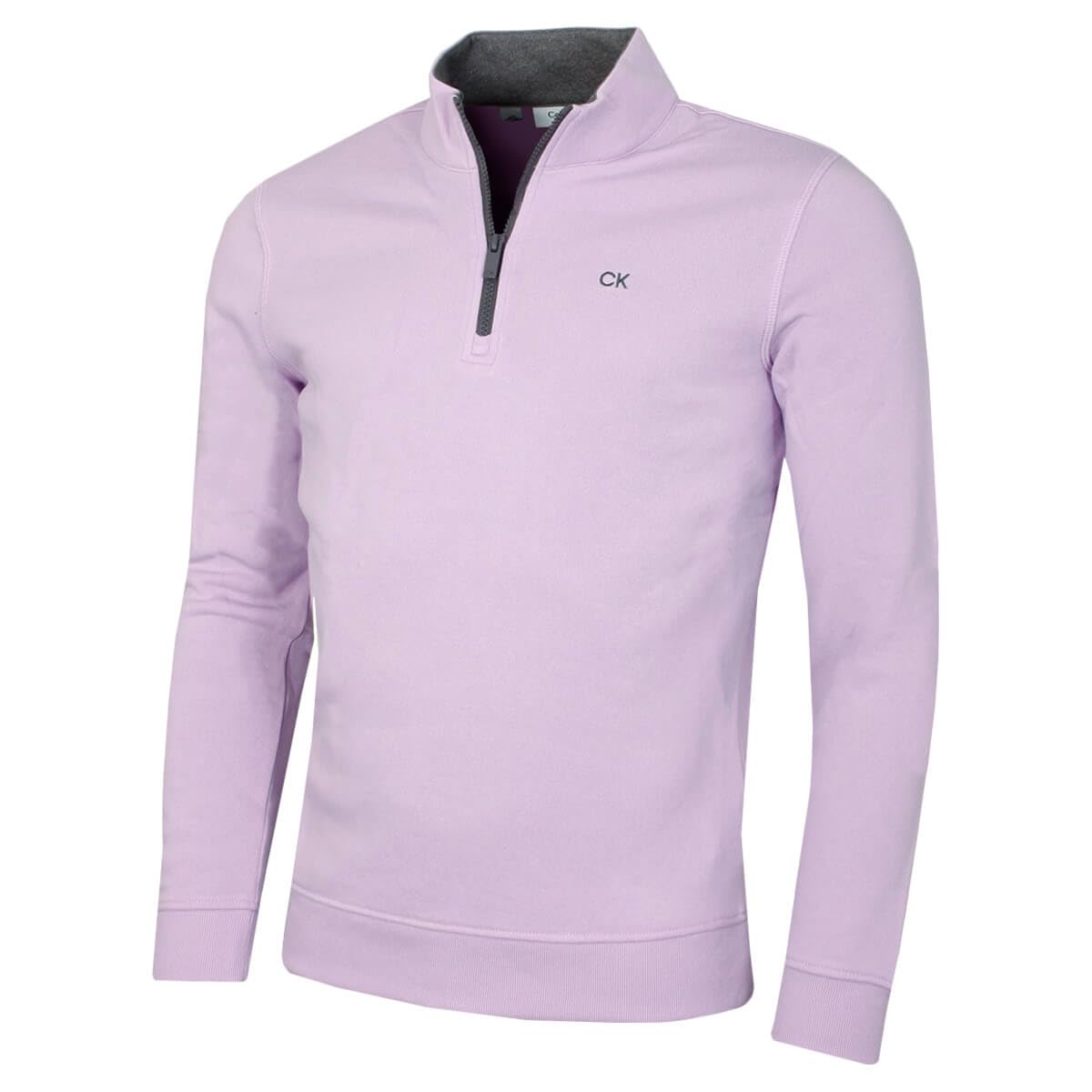 Calvin Klein Mens Rocky Half Zip Supersoft Sweater - Pale Lilac - XXL