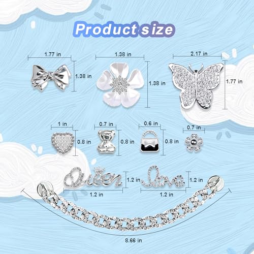 Image of Charms for Bogg Bag,Pearls,Butterfly Flowers and Chain for Bogg Bag Accessories Charms(20 pcs)