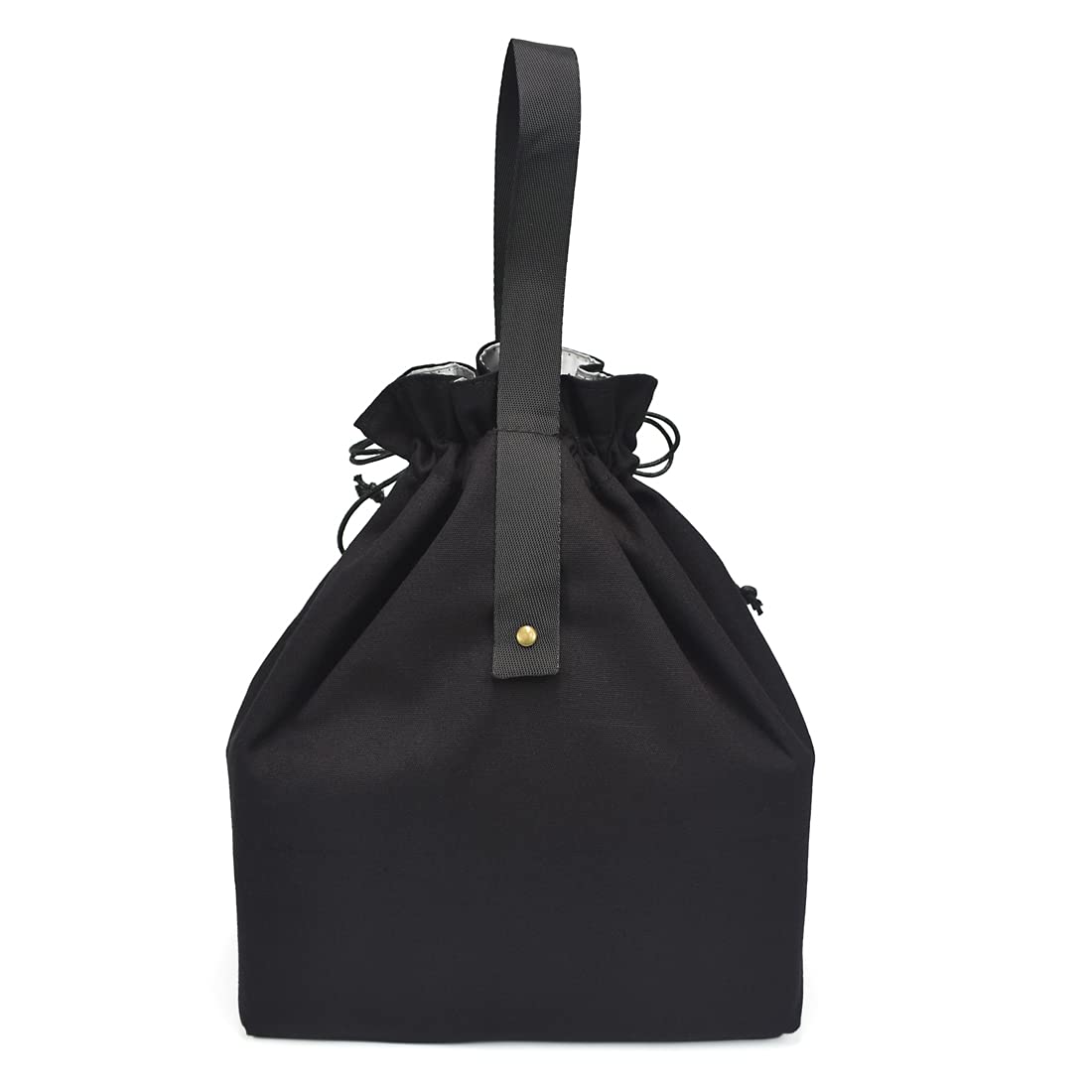 Portable Insulated Canvas Lunch Bag With Drawstring Closure Folding Bento Bag Cooler Tote Bag For Work School Picnic Camping
